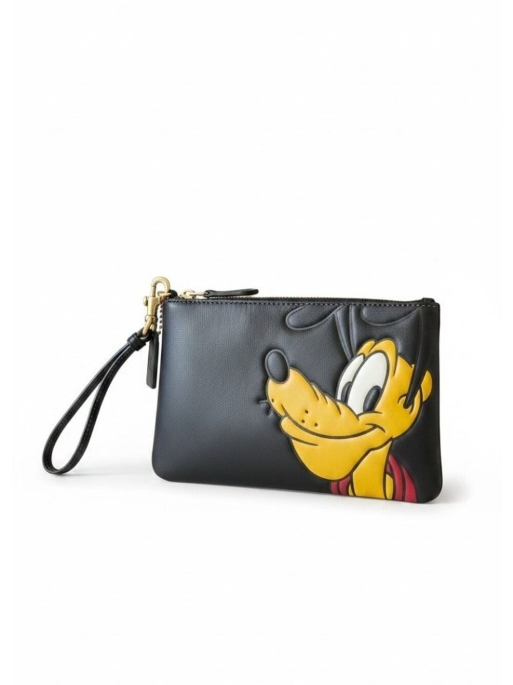 Rare Disney x Coach Pluto Leather Large Wristlet Pouch Black Limited Edition NIB